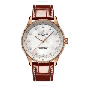 Breitling Navitimer 32mm 18ct Rose Gold Quartz White Dial Replica Watch
