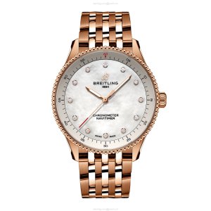 Breitling Navitimer 32mm 18ct Rose Gold Quartz White Dial Replica Watch