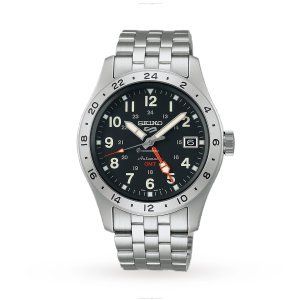 Seiko 5 Sports SSK023k1 Automatic GMT Watch - Black Dial - Stainless Steel