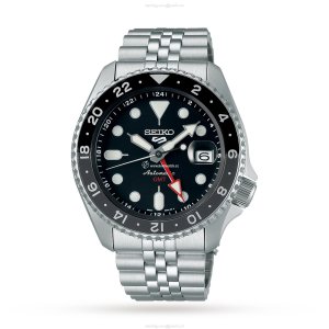 Seiko 5 Sports SSK001K1 Automatic GMT Watch - Black Dial - Stainless Steel