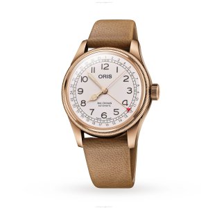 Oris Aviation Bronze Automatic Watch - 40mm White Dial - Leather Strap