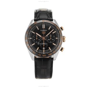 TAG Heuer Carrera Automatic Watch - 44mm Black Dial - Stainless Steel & Leather