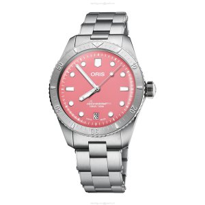 Oris Divers 01 733 7771 4058-07 | 38mm Stainless Steel Automatic Pink Dial