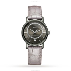 Rado DiaMaster Ceramic Watch - Quartz Silver Dial | 33mm Leather Strap