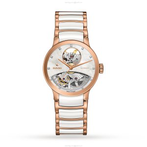 Rado Centrix Automatic White Dial | 33mm PVD & Ceramic | Diamond Markers