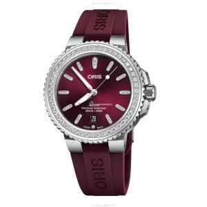 Oris Aquis Date Diamonds 41.5mm Automatic Red Dial | Stainless Steel