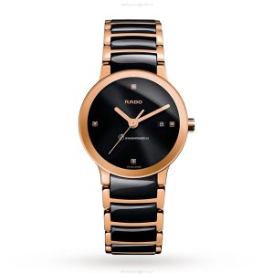 Rado Centrix R30555712 Ceramic Quartz Black Watch | 28mm Diamond Dial