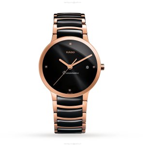 Rado Centrix R30554712 - Black Ceramic Quartz Watch - 38mm Diamond Dial