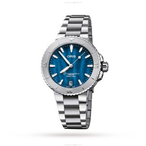 Oris Aquis Blue Automatic Watch - 36.5mm Stainless Steel - 300M Water Resistant