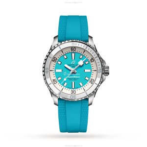 Breitling Superocean 36mm Automatic Turquoise Watch - Stainless Steel