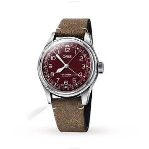 Oris Aviation Automatic Red Dial Watch - 40mm Stainless Steel | 50M Water Resistant