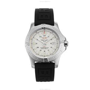 Pre-Owned Breitling Colt 44mm Quartz Watch - Silver Dial, Rubber Strap