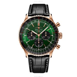 Breitling Navitimer 46mm 18ct Rose Gold Automatic Green Dial Watch