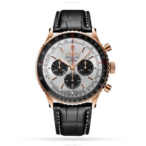 Breitling Navitimer 46mm 18ct Rose Gold Automatic Silver Dial Watch