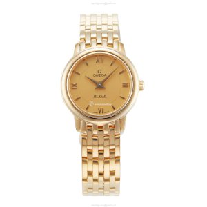 Omega De Ville Ladies Yellow Gold Quartz Watch - 24mm Yellow Dial | Pre-Owned