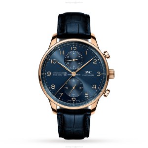 IWC Portugieser IW371614 Automatic Chronograph - 41mm 18ct Rose Gold Blue Dial