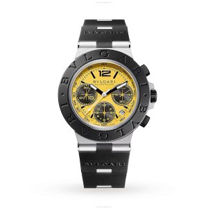 BVLGARI Aluminium 104006 Automatic Watch - 41mm Yellow Dial | Rubber Strap