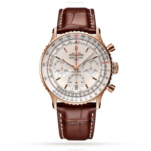 Breitling Navitimer 41mm 18ct Rose Gold Automatic Silver Dial Replica