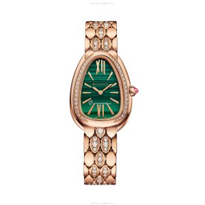 BVLGARI Serpenti 35mm Green Dial 18ct Rose Gold Quartz Watch