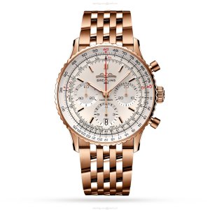 Breitling Navitimer 41mm 18ct Rose Gold Automatic Silver Dial Replica