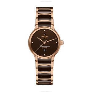 Rado Centrix Automatic Diamond Brown Watch | 30.5mm Stainless Steel & Rose Gold