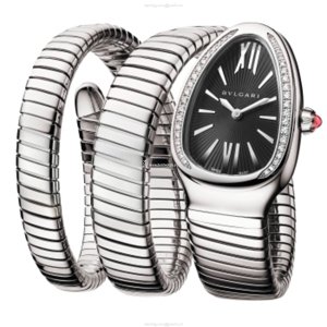 Bvlgari Serpenti 103433 Replica Watch - 35mm Stainless Steel Quartz Black Dial