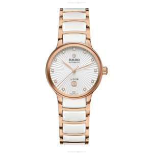 Rado Centrix Automatic Diamond Watch - White Dial & Rose Gold PVD - 30.5mm