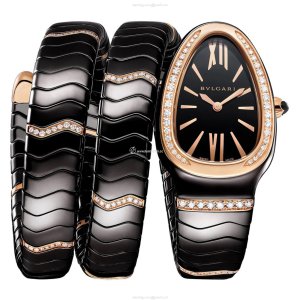 Bvlgari Serpenti 103199 Replica Watch - Ceramic & Rose Gold - Quartz Black Dial