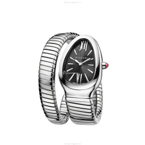 Bvlgari Serpenti Tubogas 35mm Black Dial Stainless Steel Quartz Watch