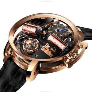 Jacob & Co Opera Godfather Replica Watch - 18ct Rose Gold Mechanical Black