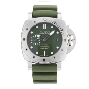 Pre-Owned Panerai Submersible PAM01055 - 42mm Green Dial Automatic Watch