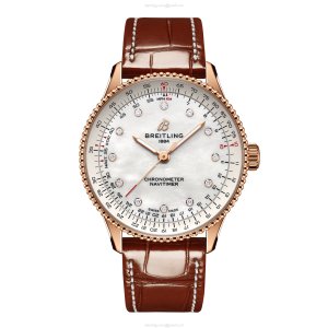 Breitling Navitimer 36mm 18ct Rose Gold Automatic Watch - White Dial