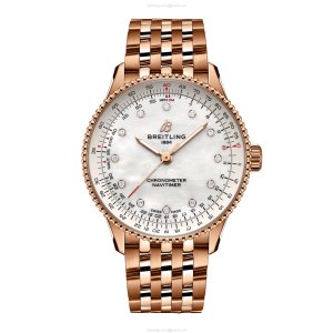 Breitling Navitimer 36mm 18ct Rose Gold Automatic White Dial Replica