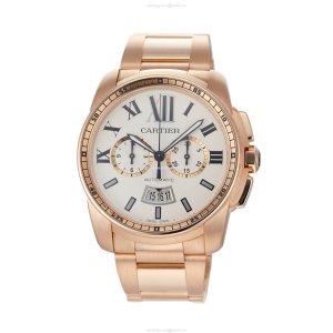 Cartier W7100047/3577 Rose Gold Automatic Silver Watch - 42mm