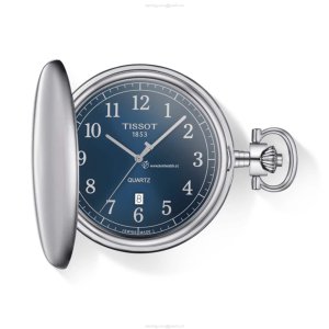 Tissot T-Savonnette Pocket Watch | Stainless Steel Quartz | Blue Dial 48.5mm