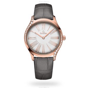 Omega De Ville 36mm 18ct Rose Gold Quartz Watch | Silver Dial | Leather Strap