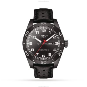 Tissot T-Sport PRS 516 Automatic Watch - 42mm Black Dial & Leather Strap