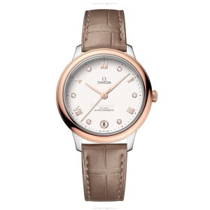 Omega De Ville Prestige 34mm Automatic - Silver Dial & Rose Gold - Replica Watch