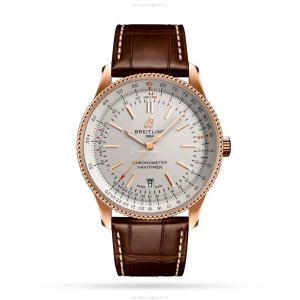 Breitling Navitimer 41mm 18ct Rose Gold Automatic Silver Dial Replica