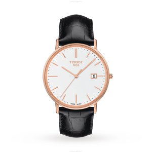 Tissot T-Gold 18ct Rose Gold Watch - 38mm White Dial Quartz - Leather Strap