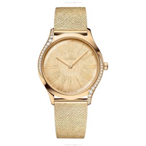 Omega De Ville 36mm 18ct Yellow Gold Quartz Champagne Dial Replica Watch