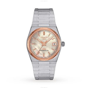 Tissot PRX Automatic Watch - 35mm Stainless Steel & Rose Gold - Mother of Pearl Dial