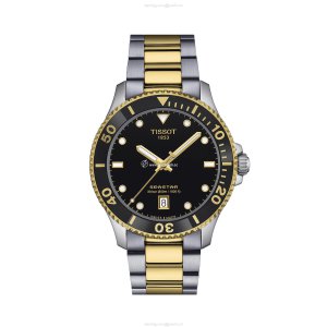 Tissot Seastar Quartz Watch - Black Dial - 40mm Stainless Steel & Gold