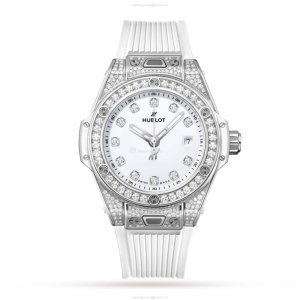 Hublot Big Bang 33mm Stainless Steel Diamond Automatic Watch - White Dial