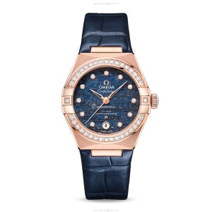 Omega Constellation 29mm 18ct Rose Gold Automatic Blue Dial Replica Watch