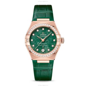 Omega Constellation 29mm 18ct Rose Gold Automatic Green Dial Replica