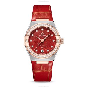 Omega Constellation 29mm Automatic - Red Dial - Stainless Steel & Rose Gold