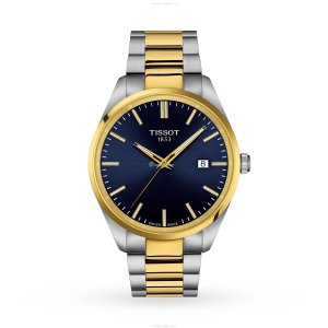 Tissot PR 100 Quartz Watch - 40mm Blue Dial - Stainless Steel & Gold