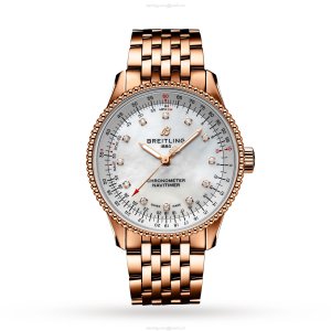 Breitling Navitimer 35mm 18ct Rose Gold Automatic Mother of Pearl Watch