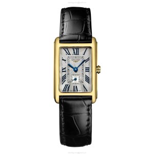 Longines Dolce Vita 18ct Yellow Gold Quartz Watch | Silver Dial & Alligator Strap
